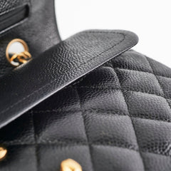 Chanel Caviar Medium/Large Double Classic Flap Black 24k Gold Plated Hardware