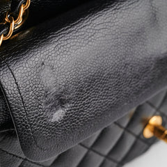 Chanel Caviar Medium/Large Double Classic Flap Black 24k Gold Plated Hardware