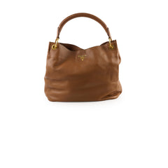 Prada Brown Vitello Daino Hobo Tote Bag