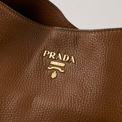 Prada Brown Vitello Daino Hobo Tote Bag