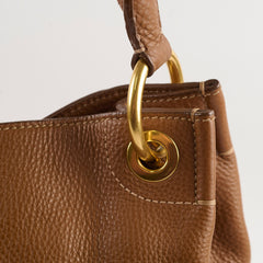 Prada Brown Vitello Daino Hobo Tote Bag