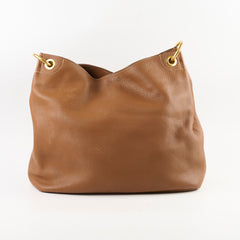 Prada Brown Vitello Daino Hobo Tote Bag