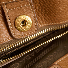 Prada Brown Vitello Daino Hobo Tote Bag
