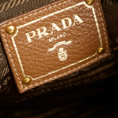 Prada Brown Vitello Daino Hobo Tote Bag