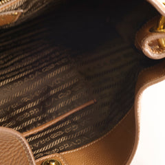 Prada Brown Vitello Daino Hobo Tote Bag