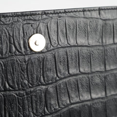 Saint Laurent Black Croc Embossed Universite Crossbody