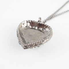 Chanel Heart Necklace Gunmetal with Pearls Costumer Jewellery