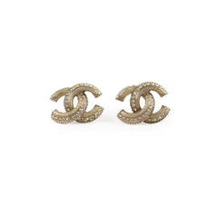 Chanel CC Logo Crystal Earrings Stud
