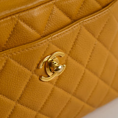 Chanel Vintage Top Handle CC Turnlock Bag Mustard Caviar
