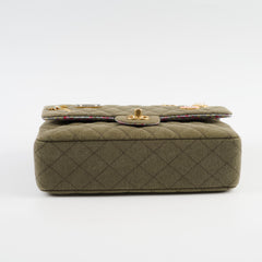 Chanel Medium M/L Classic Flap Khaki Denim