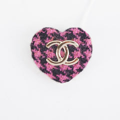 Chanel Heart Brooch Tweed Pink