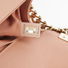 Chanel Old Medium Boy Caviar Beige