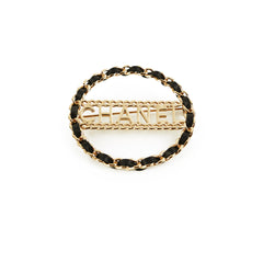 Chanel CC Round Black/Gold Brooch