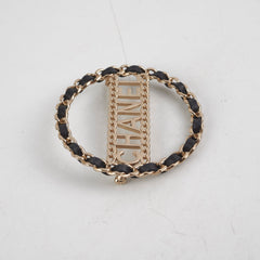 Chanel CC Round Black/Gold Brooch