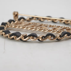 Chanel CC Round Black/Gold Brooch