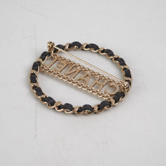 Chanel CC Round Black/Gold Brooch