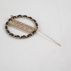 Chanel CC Round Black/Gold Brooch