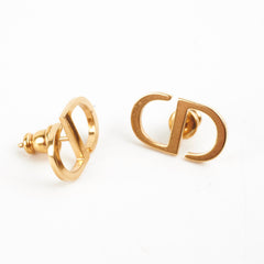 Christian Dior CD Logo Gold Earrings Costume Jewellery