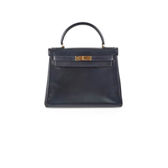 Hermes Vintage Kelly 28 Box Leather Navy - H Circle 1978