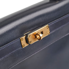 Hermes Vintage Kelly 28 Box Leather Navy - H Circle 1978