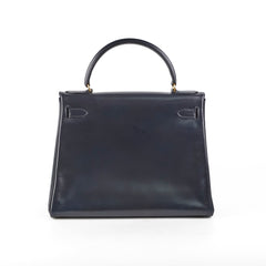 Hermes Vintage Kelly 28 Box Leather Navy - H Circle 1978