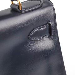 Hermes Vintage Kelly 28 Box Leather Navy - H Circle 1978