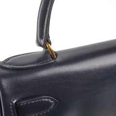 Hermes Vintage Kelly 28 Box Leather Navy - H Circle 1978