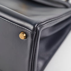 Hermes Vintage Kelly 28 Box Leather Navy - H Circle 1978