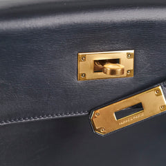 Hermes Vintage Kelly 28 Box Leather Navy - H Circle 1978