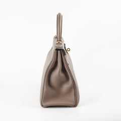 Hermes Kelly 28 Gris Asphalte Clemence - A Stamp