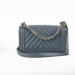 Chanel Old Medium Chevron Boy Grey