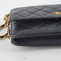 Chanel Black Wallet On Chain WOC Caviar Black