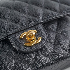 Chanel Small Classic Flap Caviar Black - Microchipped