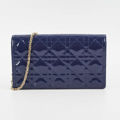 Christian Dior Navy Patent Wallet On Chain
