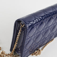 Christian Dior Navy Patent Wallet On Chain