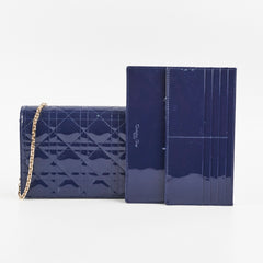 Christian Dior Navy Patent Wallet On Chain