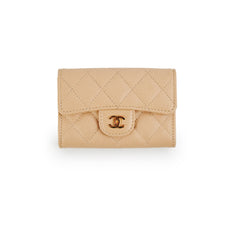 Chanel Card Holder Beige Caviar