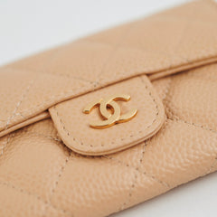 Chanel Card Holder Beige Caviar