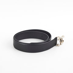 Chanel Gold Rhinestone Black Belt Size 80cm