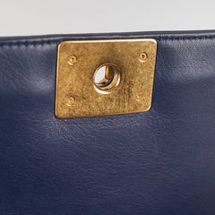 Chanel Old Medium Braided Reverso Boy Bag Navy