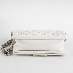 Chanel Small Boy White with Pearls Bag