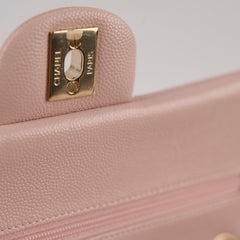 Chanel Small Classic Double Flap Rose Clair Caviar