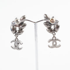Chanel Ruthenium Crystal CC Dangle Earrings