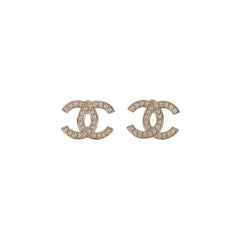 Chanel CC Logo Crystal Earrings