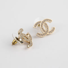 Chanel CC Logo Crystal Earrings