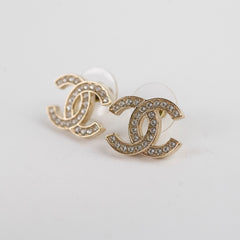 Chanel CC Logo Crystal Earrings