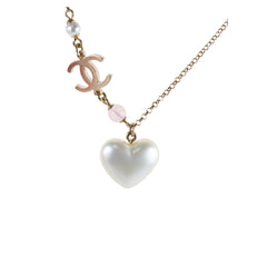 Chanel CC Heart Pearly Necklace