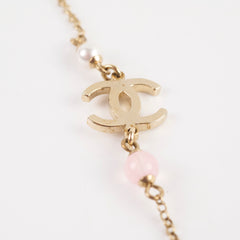 Chanel CC Heart Pearly Necklace