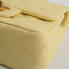 Chanel Mini Square Lambskin Camelia Crush Light Yellow Microchip