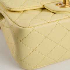 Chanel Mini Square Lambskin Camelia Crush Light Yellow Microchip